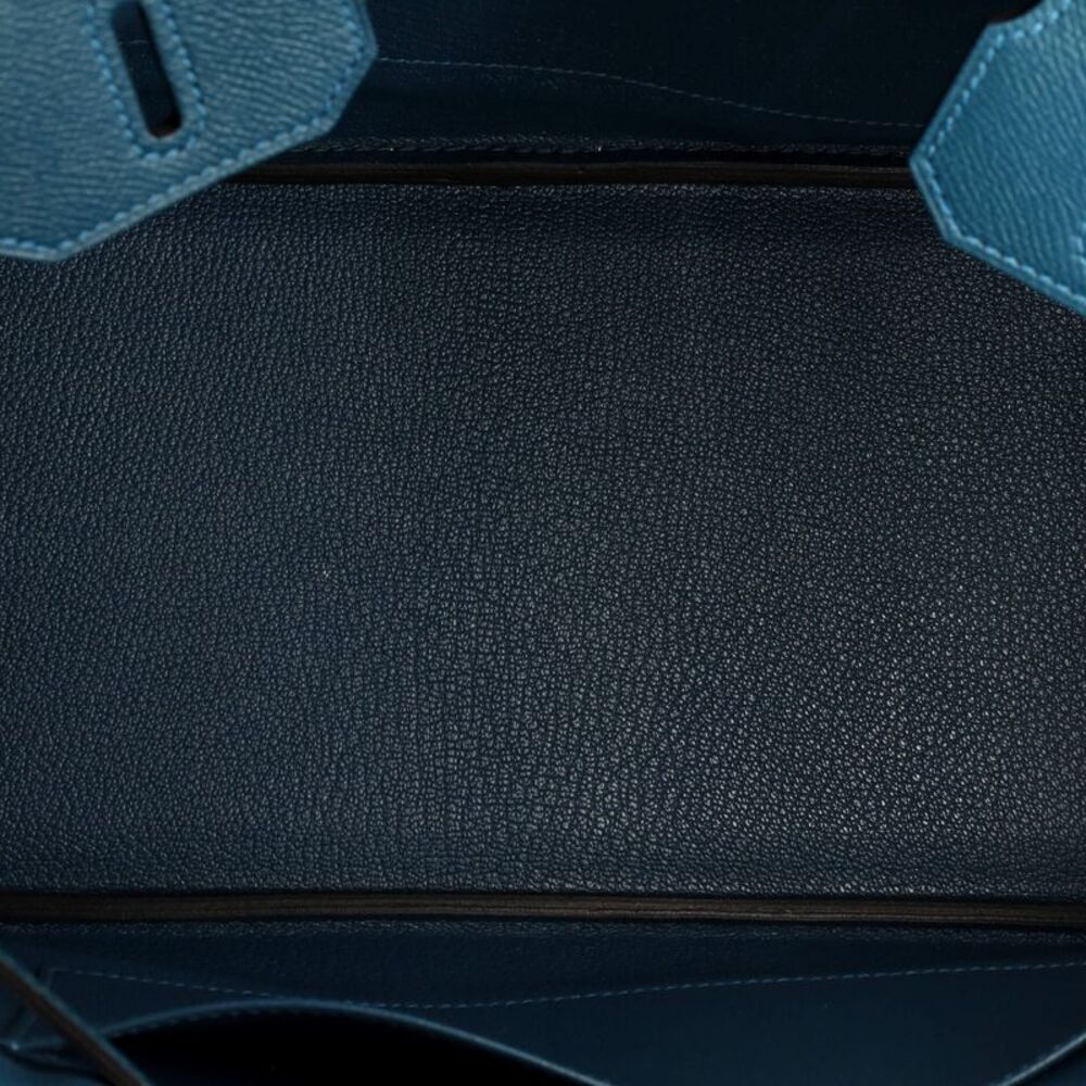 Hermes Birkin Handbag Colvert Epsom with Palladium Hardware 30 Blue - Picture 6 of 8